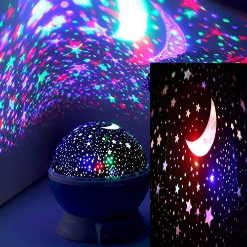 DTS-ES Led Colorful Dream Light, Stars And Moon Projection Effect, Very Quiet On Rotation, USB Power Supply Or Dry Cell, Christmas New Year gift,Used For Bedroom Lighting Or Children Bedroom Adornment