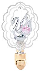 Swan In Scalloped Oval Night Light..... With Pink Swarovski Austrian Crystals