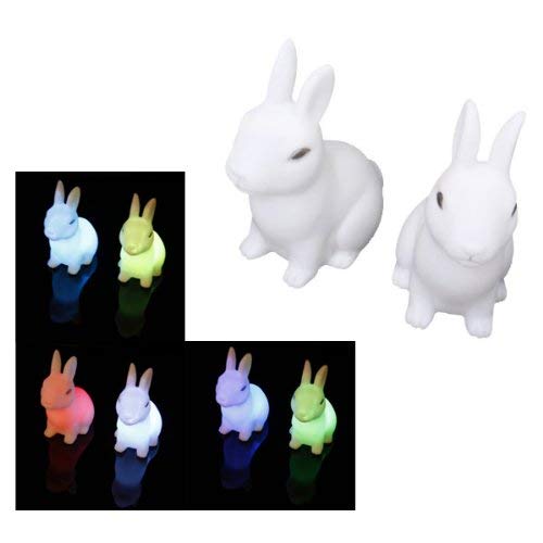 Dcolor 2Pcs Color Changing Cute Rabbit-Shaped LED Night Light Decoration Bedside Lamp