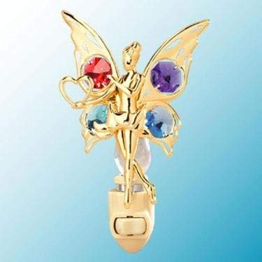 24k Gold Fairy with Heart Night Light - Multicolored Swarovski Crystal