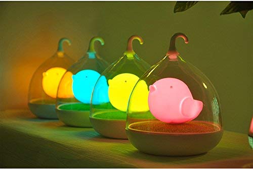 Led Lamp Energy Saving Rechargeable Battery Bird Cage Lamp Vibration Control 3 Gear Adjustable Soft Light Nightlight Portable with a Hook (Pink)