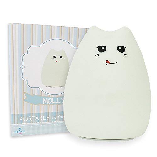 PURETECH BABY Kitten Night Light For Your Kids Nursery or Childrens Bedroom. Tap For Changing Colors, Portable and Rechargeable Ideal For Nursing. Add to Cart Now!