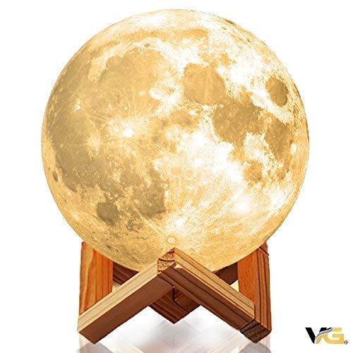 Moon Lamp | Night Light Fixture Gift for Kids, Baby Nursery, Desk, Bedroom, Home Decor | Touch Toggle Color and Brightness | Rechargeable via USB | Luna Lunar Globe | Voyager Gold (3.25 in)