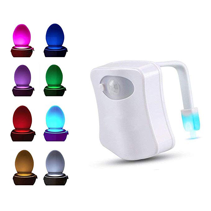 Motion Sensor LED Toilet Bowl Light, Ivishow Auto Body Motion Activated Seat Lights Inside Toilet Bowl, 8-Color Changing Waterproof Toilet Light (Only Activates in Darkness)