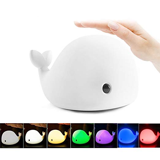 Imcolorful Dolphin LED Night Light Dolphin Tap Light,Soft Silicone Baby Nursery Lamp Sensitive Tap Control 7 Single Colors for Children Girls Women Bedroom and Nursery