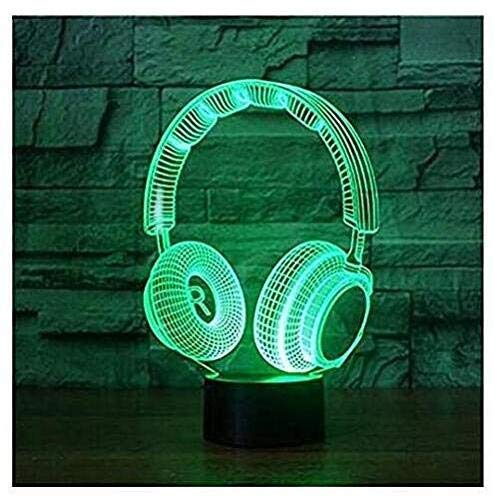 3D Lamp Wireless Headphone Night Light Touch Table Desk Optical Illusion Lamps 7 Color Changing Lights Home Decoration Xmas Birthday Gift