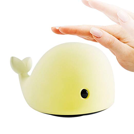 Mystery Whale Night Light, Soft Silicone LED Relaxing Sleeping Soothing Toy Dolphin Nightlight for Nursery Baby Kids Children, Decorative Desk Tap Light for Bedroom