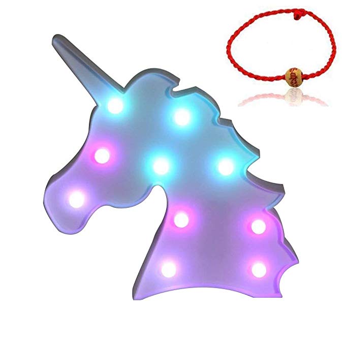 WHATOOK Colorful Unicorn Light,Changeable Night Lights Battery Operated Decorative Marquee Signs Rainbow LED Lamp Wall Decoration for Living Room,Bedroom,Home, Christmas Kids Toys