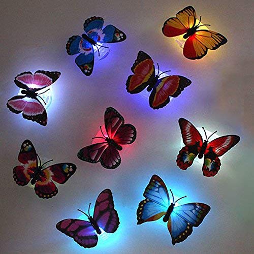 Butterfly LED Lights | 1pc Changing Color Stick-on Cute Butterfly Wall Xmas Decor LED Night Light Lamp