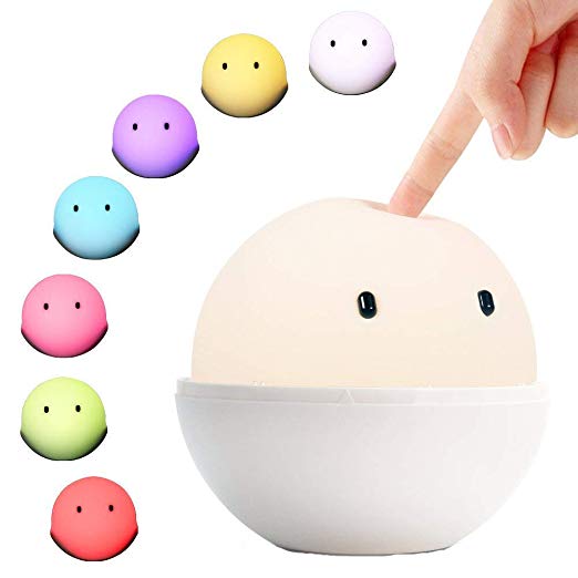 EMIE Elfy LED Night Lights for Kids, BPA-Free Soft Silicone Cute Kawaii Nursery Night Lamp for Bedroom, Tap/APP Control Multi Colors, USB Rechargeable, Mood Lamp for Children Girls Women (Elfy)