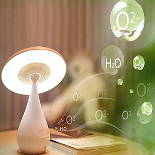 Eonkoo Air Purified 48 LED USB Night Light Desk Mushroom Lamp Rechargeable Energy Saving Book Light with Touch Sensor Adjustable Brightness Health Anion Anti-radiation (White)