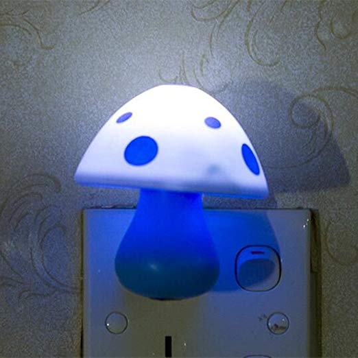 RuiChy LED Intelligent Sensor Mushroom Design Bedroom Night Light, Blue Bottom