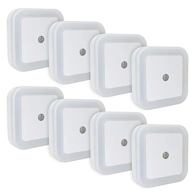 LINCO LED Plug Night Light Wall Lamp with Dusk to Smart Sensor, Pack of 8 T001 (8S)