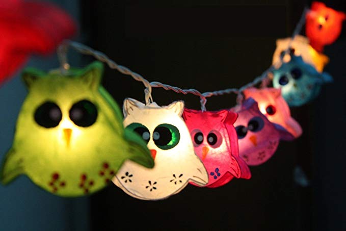 Night Lights Owl Lamp Hanging Lights for Childern Bedroom Decoration 20 Lights/set by Thai Decorated.