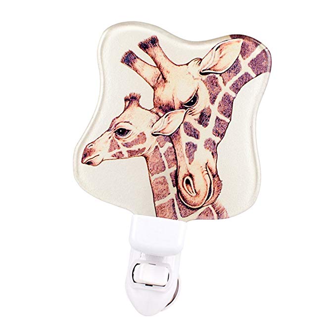 Liffy Glass Baby Bedroom Night Light Childs Wall Nursery LED Night Lamp for Kids Afraid of The Dark Giraffe