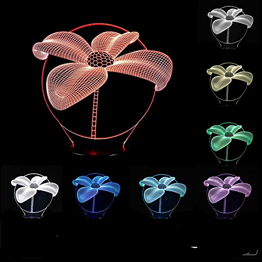 SUPERNIUDB 3D Lotus Flower Shape Night Light 3D LED USB 7 Color Change LED Table Lamp Xmas Toy Gift