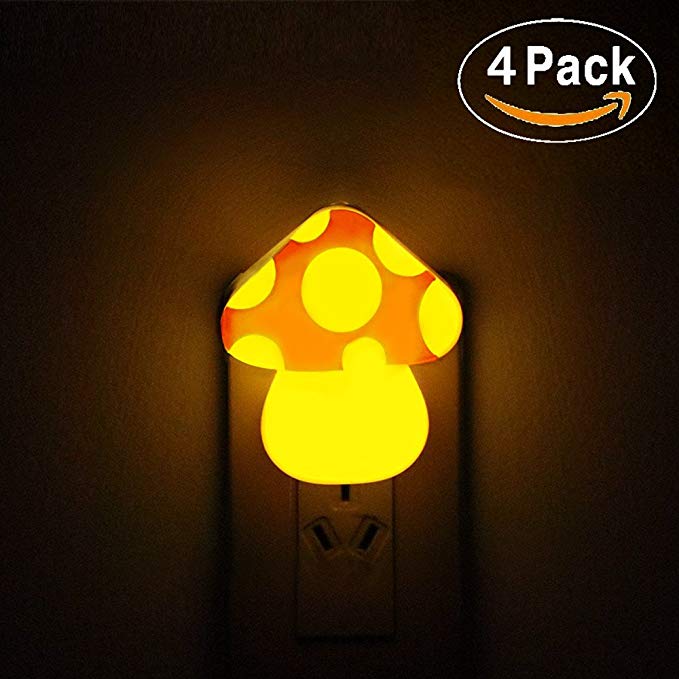 McWorks 4-Pack Plug in Night Light, Baby Toddler Sleep Soothers Soft Warm White/Amber Light, Energy Saving with Dusk to Dawm Sensor