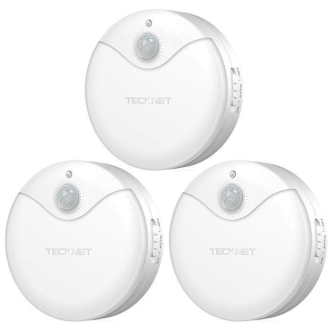 TeckNet Motion Sensor Light, Motion-sensing Battery Powered LED Night Light, Stick-anywhere Wall Light for Kids, Nursery, Living Room, Hallway, Stairs, Bedroom, Closet, Kitchen, Cabinet [Pack of 3]