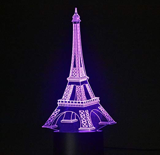 WEIYIKANG 3D Light Illusion Desk Light Table Lamp Smart Home Night Lights 7 Colors Change (Eiffel Tower)