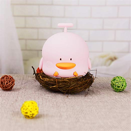 Mopao Duck LED Rechargeable Light with Music Duckling Sound, Cute Silicone Soft Cartoon Nursery Desk Lamp for Baby Kids Children Sleeping, Tap Control, White & 7 Color Breathing 3 Light Modes