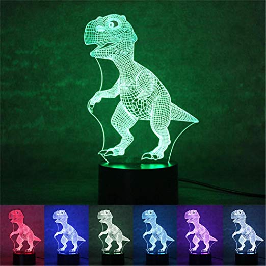 3D Illusion Night Light, Transer 7 Colors Optical Illusion LED Lamp Table Desk Home Decorative Nightlight Gifts for Kids (B)