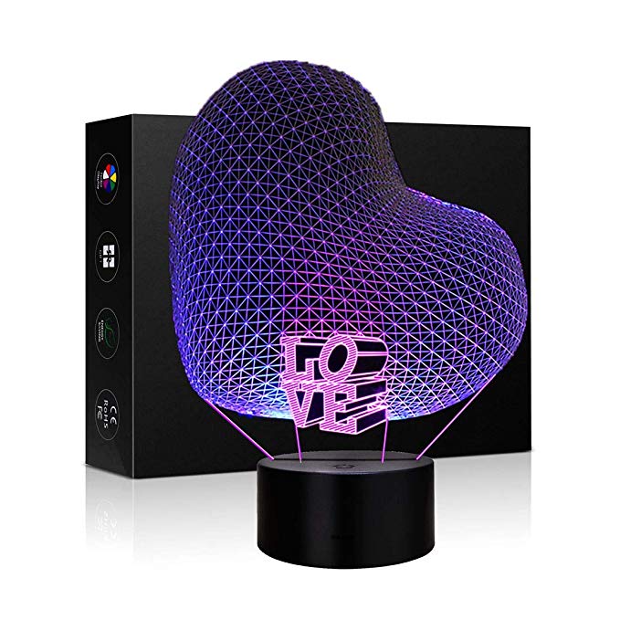 I Love You 3D LED Optical Illusion Lamps 7 Color Change Touch Switch Art Sculpture Lights LED Desk Table Night Light Awesome Gift (I Love You)