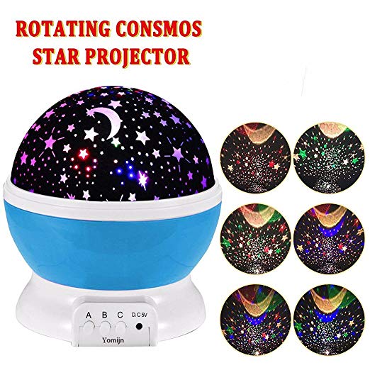 YOMIJN Child Night Light 8 Modes Moon Star Projector 360 Degree Rotation Night Lamp Best Christmas Birthday Gifts for Child Baby Girlfriend (Blue)