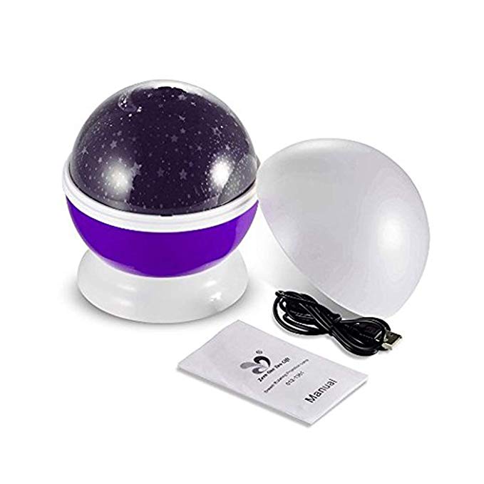 Phonecase 3 Modes Rotating Star Light Projector,Rotation Night Projection Lamp Kids Bedroom Bed Lamp for Children(Purple)