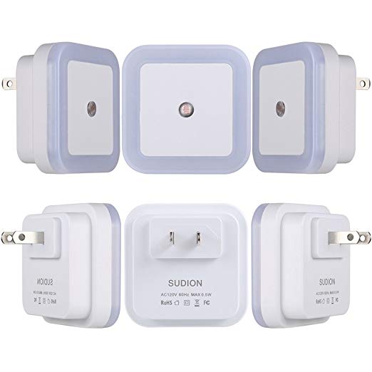 LED Night Light, SUDION Smart Sensor Light Nightlights for Children Adults with Dusk to Dawn Sensor, Plug in Wall Light Night for Bedroom Bathroom Hallway Baby Nursery(Daylight White, 6-Pack)