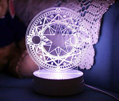 Cardcaptor Sakura Magical Clow Magic matrix Shaped Colorful Light LED Night Lamp (Sakura)