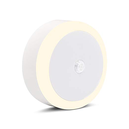 MESMART Night Lamp Warm Light with Motion Sound Dusk to Dawn Sensor Detection Sticky On for Baby Care Nursery Bedroom Bathroom Kitchen Hallway Stairs