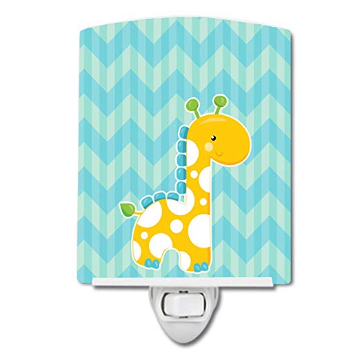 Caroline's Treasures Boy Ceramic Night Light, Giraffe, Blue, 6