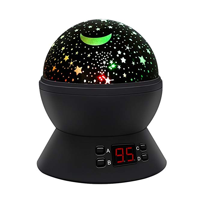 Star Sky Night Light Projector,SStechi Multicolor Changes Romantic Rotating Moon Sleep Night Light Lamp with LED Timer Auto-Shut Off in Bedroom Livingroom for Baby Kids Adults Nursery Black