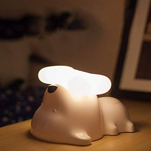 discoGoods Portable Puppy Dog Shaped LED Baby Night Light Nursery Lamp USB Rechargeable Adjustable Brightness with Touch Control and Auto shut off for Bedside,Kids Room Bedroom