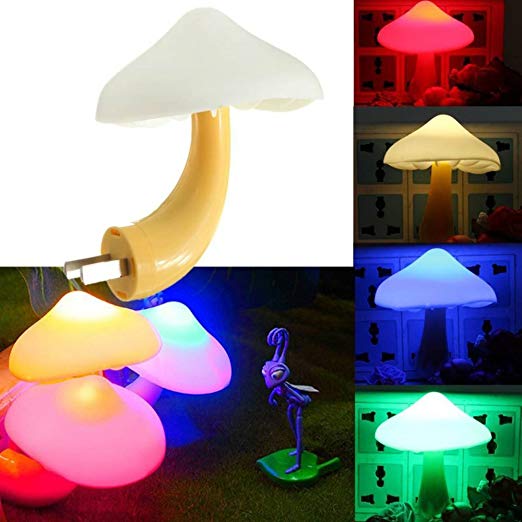 Miss.AJ 2 PC Magic Mini Pretty Mushroom-Shaped Energy Saving LED Night Light with Romantic Light Sensor Lamp