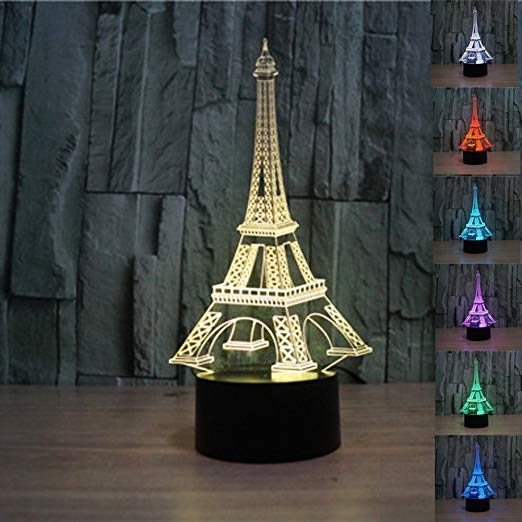 Romantic France Eiffel Tower 3D Night Light LED illusion Lamp 7 Color Touch Switch Table Desk Lamp for Kids Gifts