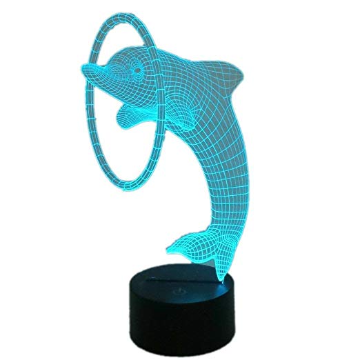 Unitake 3D Illusion Table Desk Lamp LED for Home Bedroom Decoration Kids Birthday Gifts Dolphin