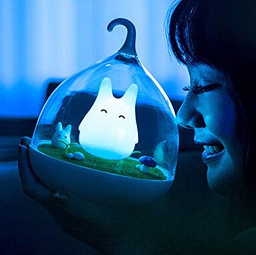 Children's Rechargeable Vibration Night Lights Hand-held Design Touch Dimmable Birdcage Lamp Totoro Kid's Night Lights - Charging - for Kids, Baby ,Valentines Gift,Outdoor Lamp (Blue)