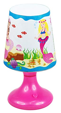 Pink Poppy Mermaid Under the Sea 4 x 8 Inch Color Changing Cordless Tabletop Lamp