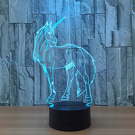 Kingchip Unicorn 3D Lamp 7 Color USB Decorative Table Lamp LED Sleep Lights Children Christmas Gift Advertising Lights