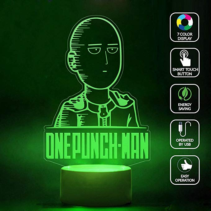 CMLART One Punch Man Hagemanto Portrait 3d Lamp Night 7 Color Change Best Gift Night Light LED Furnish Desk Table Lighting Home Decoration Toys