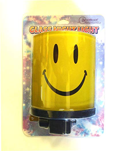 Spoontiques Smiley Glass Shielded Night Light with Swivel Feature and Light Bulb Included