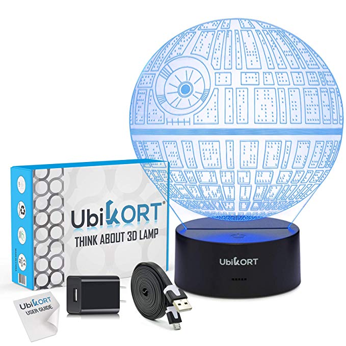 UBIKORT 3D Lamp Illusion Death Star Night Light Great Gift for Children and Adults, 7 Colors, Bedroom Decoration for a Star Wars Fans [Upgrade Version]