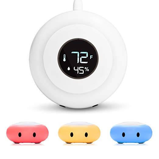 Kelvin Color Changing Nursery Night Light, Customizable Room Thermometer and Hygrometer for Children/Kids