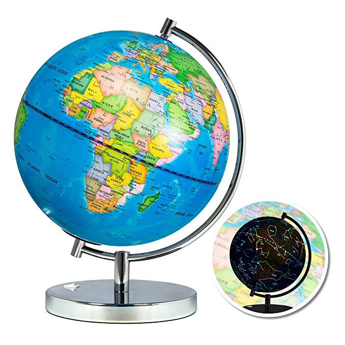 Best Choice Products Kids 2-in-1 World Globe Day Night Constellation View with Stainless Steel Stand & LED Lights