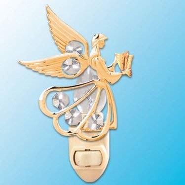 24k Gold Angel with Hymnal Night Light - Clear Swarovski Crystal