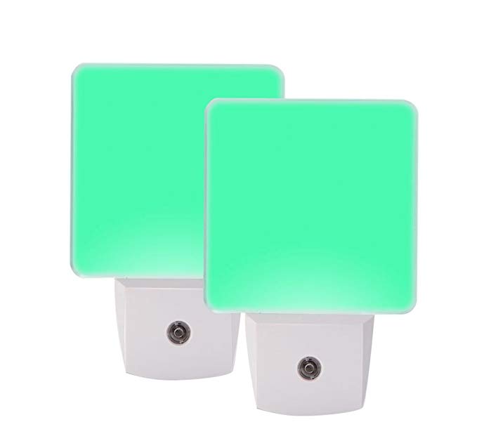 Green Night Light, Plug in LED Nite Lite with Dusk to Dawn Sensor, 2 Pieces