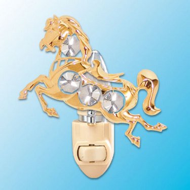 24k Gold Horse Night Light - Clear Swarovski Crystal