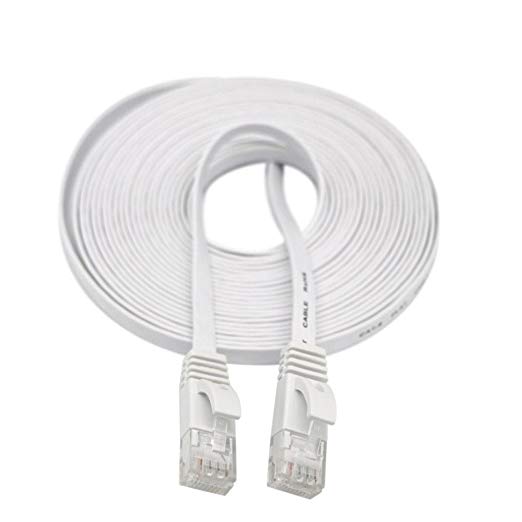 1M/2M/3M/5M/10M/15M/20M RJ45 CAT6 Ethernet Network LAN Cable Flat UTP Patch Router Interesting Lot ,Tuscom (20M, White)