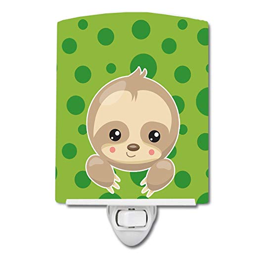 Caroline's Treasures Sloth Ceramic Night Light, Paws, Green, 6